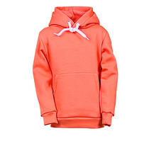 Теплий дитячий худі на флісі однотонний персиковий, 4-16 років
