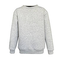 Теплий дитячий джемпер однотонний на флісі сірий меланж, 4-16 років