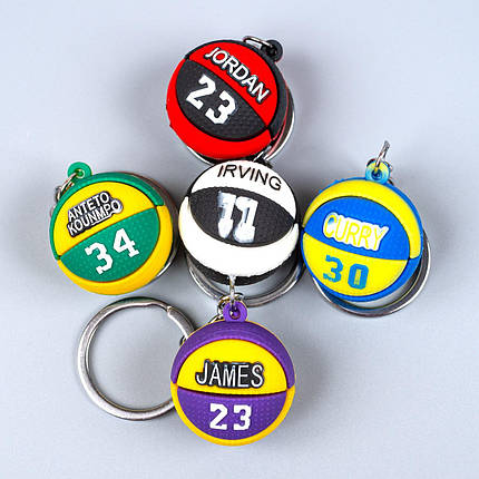 Гумові брелоки м'ячі Баскетбол для ключів, 12 шт упаковка, фото 1