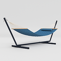 Двомісний гамак підвісний з планкою і металевим каркасом стійкою 50х50 SOFT XXL 200x140 WCG Блакитний