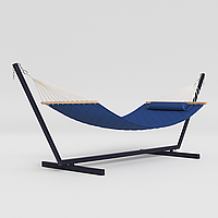 Двомісний гамак підвісний з планкою металевим каркасом та знімною подушкою SOFT XXL 200x140 WCG Синій