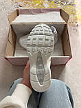 Білі шкіряні жіночі кросівки   Nike Air Max 95 Triple White Демісезонні кросівки Найк Аір Макс 95, фото 4