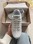Білі шкіряні жіночі кросівки   Nike Air Max 95 Triple White Демісезонні кросівки Найк Аір Макс 95, фото 3