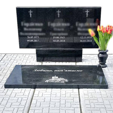 Пам'ятник на могилу з граніту потрійний (120-60-5) Д-302, фото 1