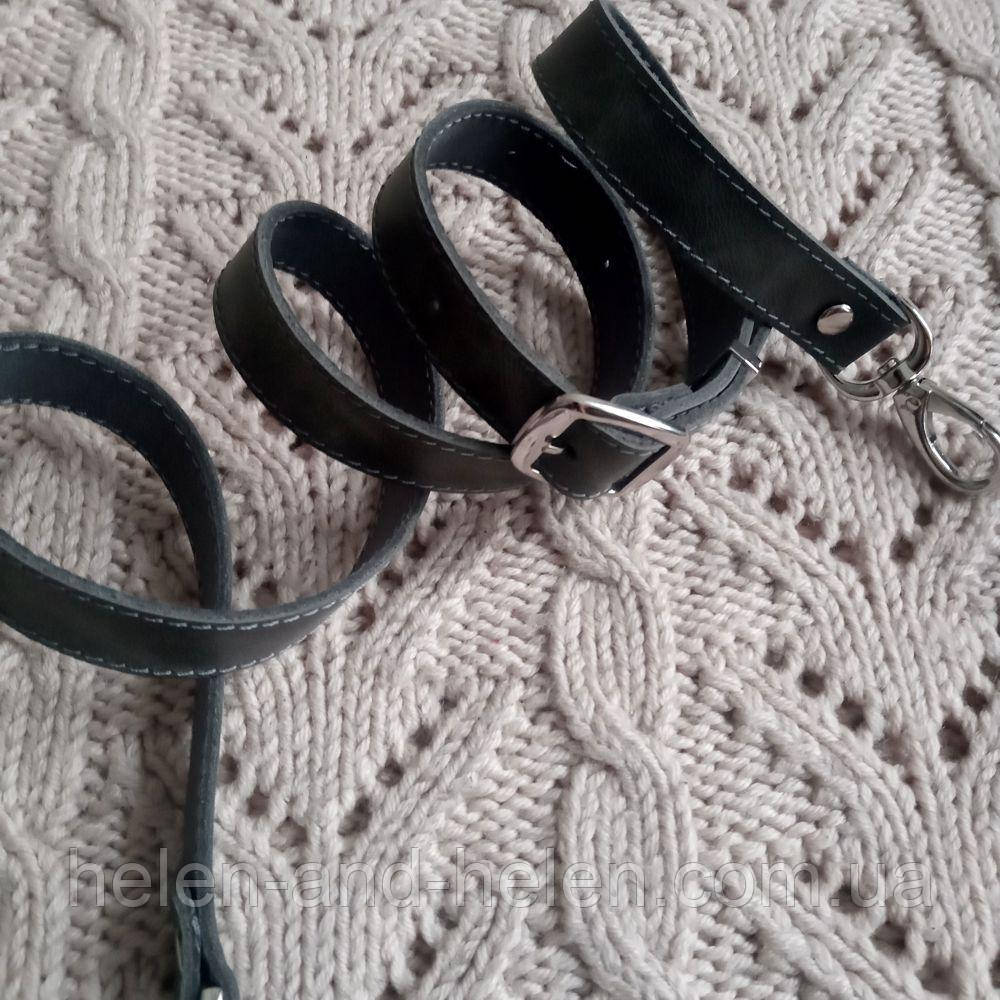 Ремінь для сумки з натуральної шкіри 130 х 2,5. Колір "Сірий"., фото 1