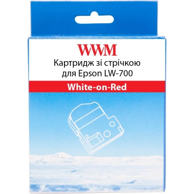 Стрічка для принтера етикеток WWM для Epson LW-700 24mm х 8m White-on-Red (WWM-SD24R), фото 1