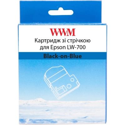 Стрічка для принтера етикеток WWM для Epson LW-700 24mm х 8m Black-on-Blue (WWM-SC24B), фото 1