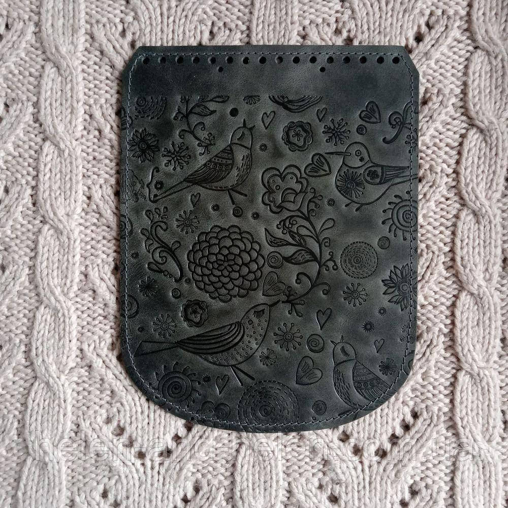 Клапан для рюкзака "Пташки". Колір "Сірий"., фото 1