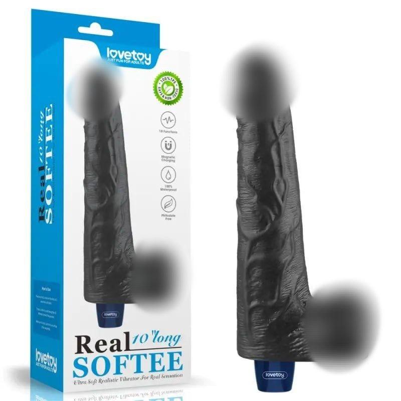Вібратор REAL SOFTEE Rechargeable Vibrating Dildo (Black) 10.0 kitty.in.ua, фото 1