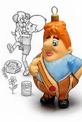 Скляна іграшка на ялинку Карлсон, фото 1