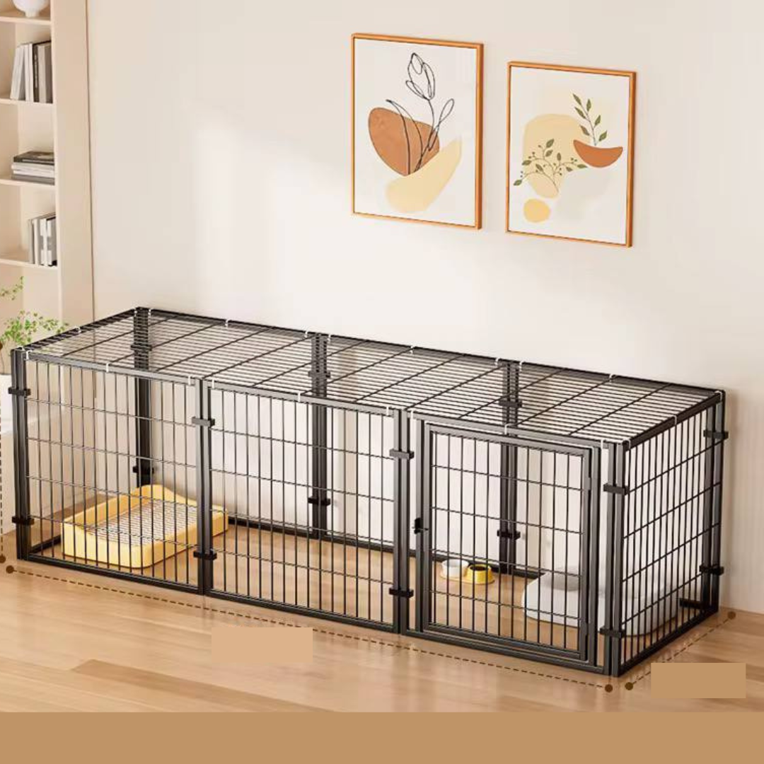 Металевий складний вольєр для домашніх тварин Springos 180 x 60 x 60 см Чорний, фото 1