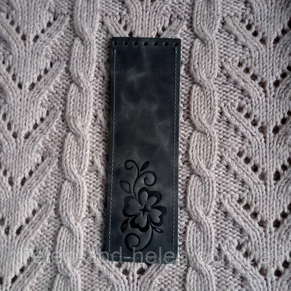 Клапан вузький із тисненням "Конюшина". Сірий колір, фото 1