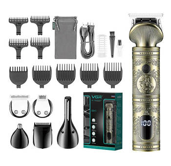 Машинка для стрижки VGR V-106 6 в 1 з триммерами для бороди носа тіла та бритвою для чоловіків