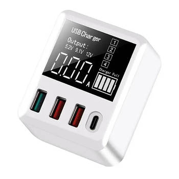 Зарядний пристрій 40W USB з 4 портами для швидкого заряджання смартфонів та планшетів з LED-дисплеєм