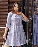 Літнє жіноче котонове вільне каскадне плаття з прошвою в дрібну смужку (р.42-48). Арт-3751/51, фото 2