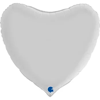 Grabo 36" СЕРДЦЕ Satin White сатин біле. Фольгована куля