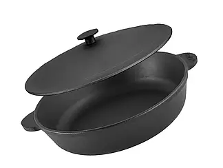 Жаровня чавунна BRIZOLL 260 мм кругла з ручками та кришкою M2660U-1