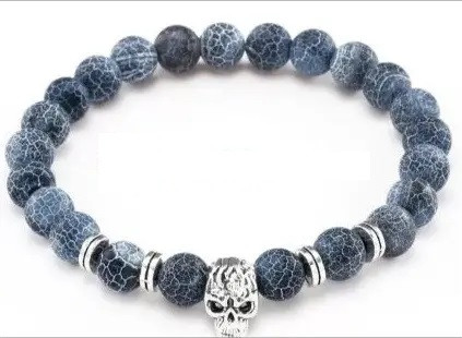 Браслет з сірим черепом череп з натурального каменю, фото 1