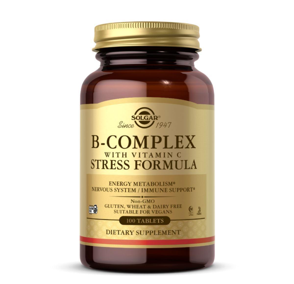 Комплекс вітамінів B із вітаміном C, Solgar B-Complex with Vitamin C Stress Formula, 100 таблеток, фото 1