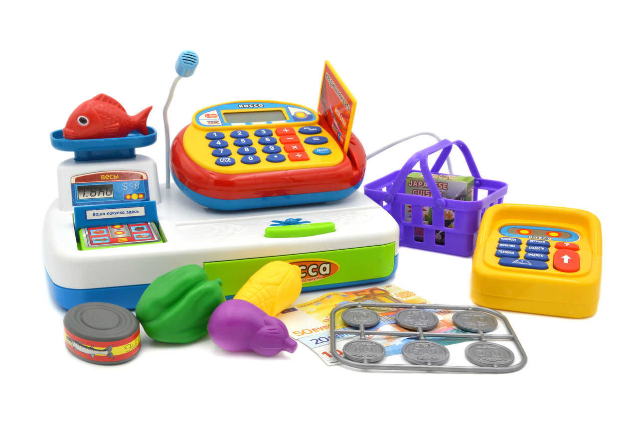 Ігровий набір Супермаркет 7019 з касою, сканером, вагами, терміналом, грошима, карткою, фото 1