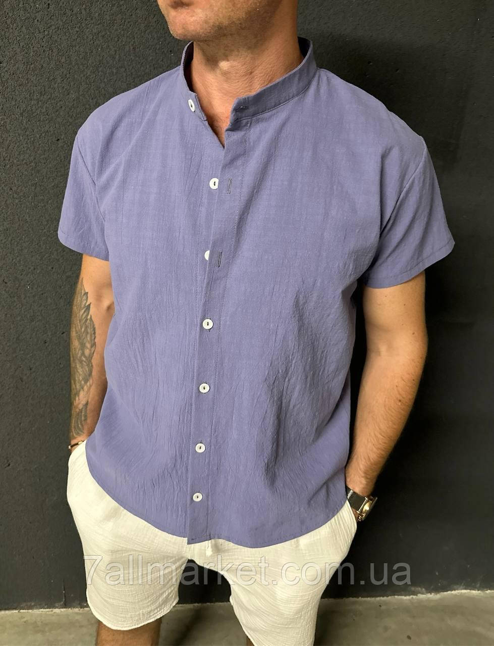 Чоловіча сорочка льон жатий 46-56 (3кв) "SAFINA" купити недорого від прямого постачальника, фото 1
