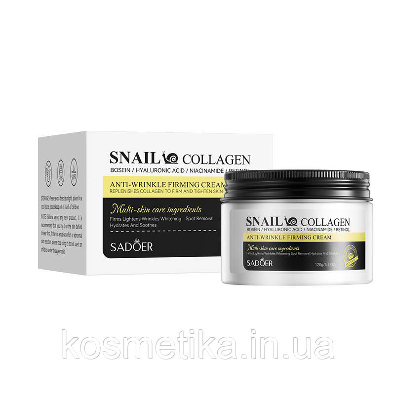 Крем для обличчя з муцином равликова та колагеном проти зморшок Sadoer Snail Collagen (120 г ), фото 1