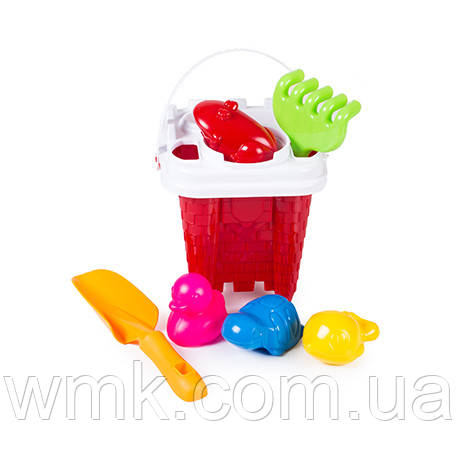 Набір дит  Відро 5+ лопата, граблі, водні мешканці 1265 Бамсик дитяча іграшка
