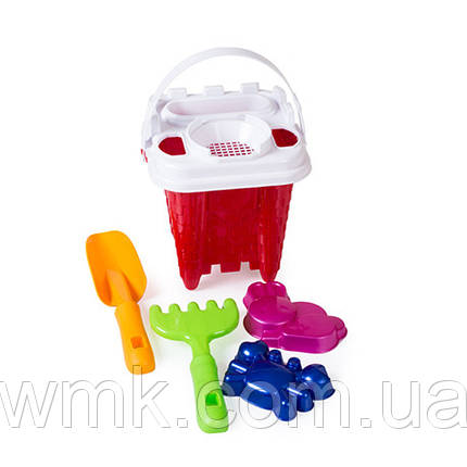 Набір дит Відро 5+ лопата, граблі, пасочки 1264 Бамсик дитяча іграшка, фото 1