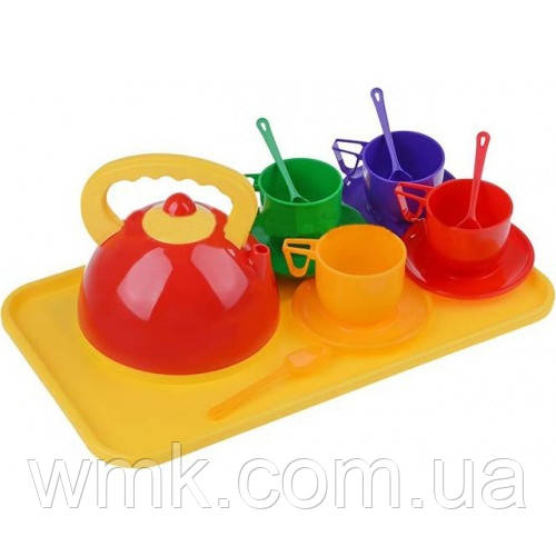 Набір посуду з чайником+ поднос 286 14ел Юніка дитяча іграшка