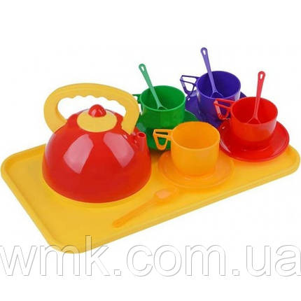 Набір посуду з чайником+ поднос 286 14ел Юніка дитяча іграшка, фото 1