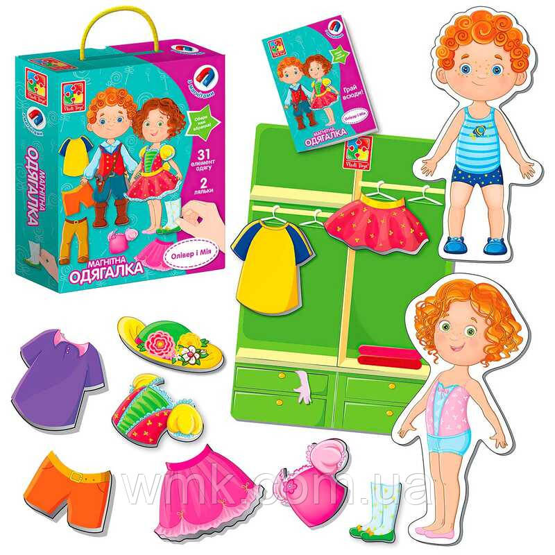 Гра настільна Магнітна одягалка  Олівер і Мія VT3702 12 дитяча іграшка