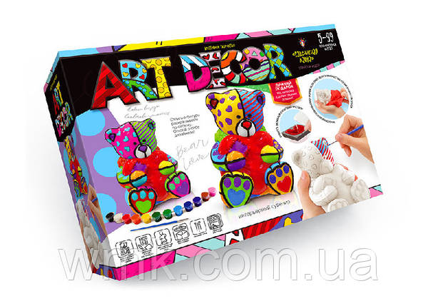 Набір креат творч Art Decor укр Об'ємне гіпсове лиття, ARTD 01 01U 04U дитяча іграшка, фото 1