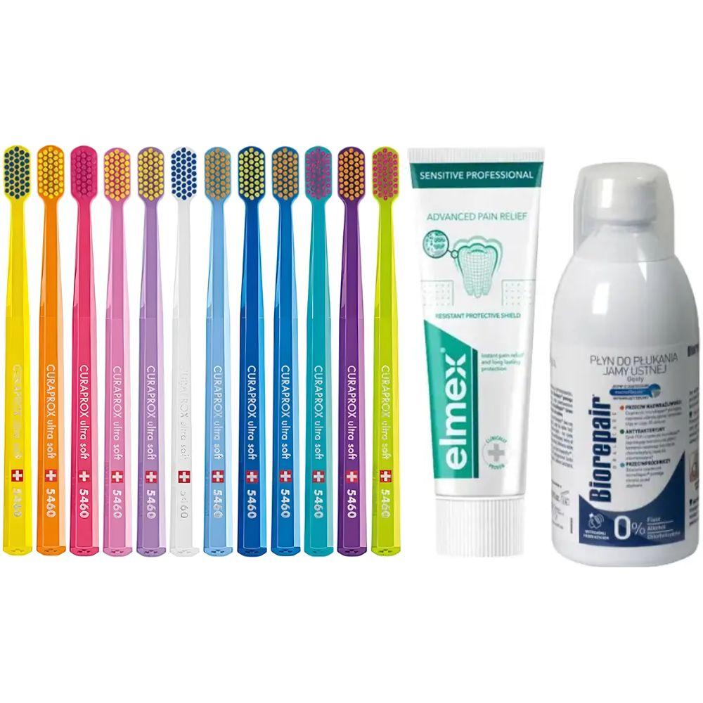 Зубна щітка Curaprox CS 5460 Ultra Soft для чутливих ясен + зубна паста Elmex Sensitive Professional + ополіскувач BIOREPAIR