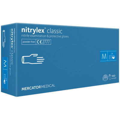 Медичні рукавички Mercator Medical Nitrylex Classic Нітрилові Неопудрені діагностичні Розмір M Сині 100 шт. (3.1010)