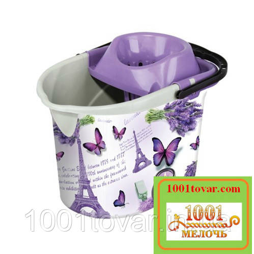 Відро МОП для швабр з віджимом, 13 л, з малюнком Paris (Париж), Elif, фото 1