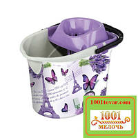 Відро МОП для швабр з віджимом, 13 л, з малюнком Paris (Париж), Elif