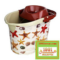 Відро МОП для швабр з віджимом, 13 л, з малюнком Морські зірки, Elif