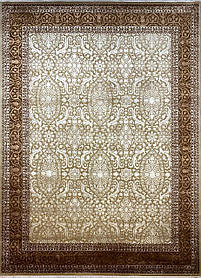 Індійський килим ручної роботи вовна зшовком  RAJ1-RO-1-14x14-Gold-Brown