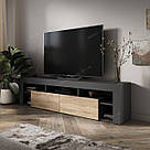 Тумба під ТВ із ДСП Довгий комод під телевізор 200 см Сучасна тумба у вітальню або спальню для телевізора, фото 9