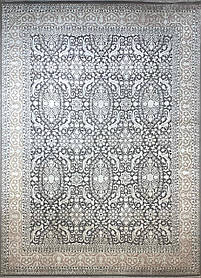 Індійський килим ручної роботи вовна зшовком  RAJ1-RO-1-14x14-Grey-Cream