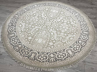 Індійський килим ручної роботи вовна зшовком  RAJ1-RO-1-Cream3-Grey1-Round