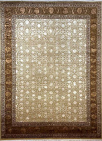 Індійський килим ручної роботи вовна зшовком RAJ1-RO-11-14x14-Gold-Brown