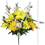 Штучні квіти букет мікс хризантеми, лілії, альстромерії, 70см, фото 4
