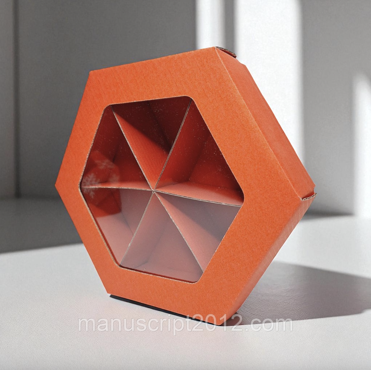 Коробка шестикутна для наборів горіхів, сухофруктів (220х190х55мм.) червона