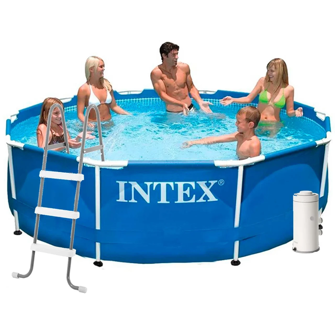 Каркасний басейн Intex 28200-5, 305 х 76 см (2 006 л/год, драбина, тент, підстилка)