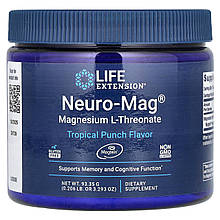 Магній треонат, Magnesium L-Threonate, Neuro-Mag, Life Extension, тропічний пунш, 93,35 г
