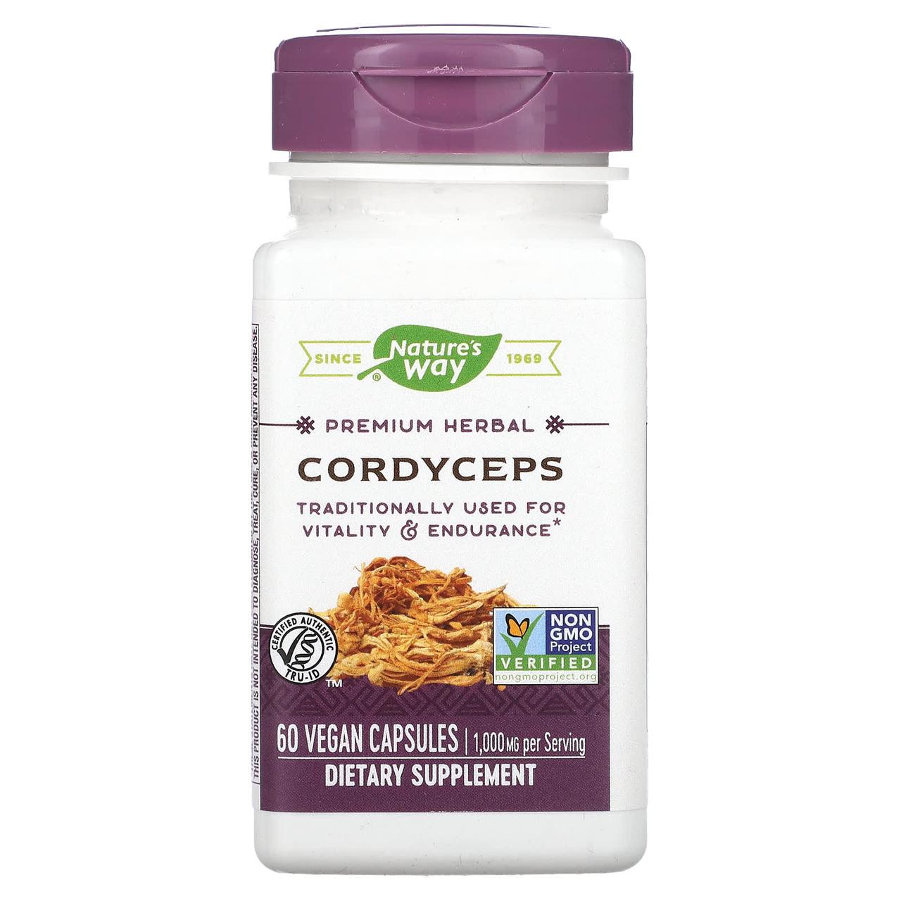 Кордицепс, Cordyceps, Nature's Way, 60 веганських капсул (500 мг у капсулі)