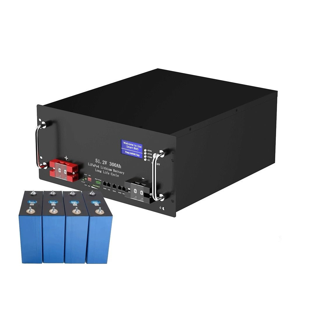 Акумуляторна батарея Lifepo4 51.2V 300Ah BMS200A із вбудованим LCD дисплеєм, фото 1