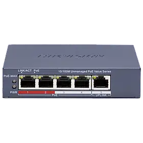 Комутатор 4 порти некерований Hikvision Hikvision DS-3E0105P-E/M(C) POE