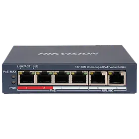 Комутатор 4 порти некерований Hikvision Hikvision DS-3E0106P-E/M(B) POE